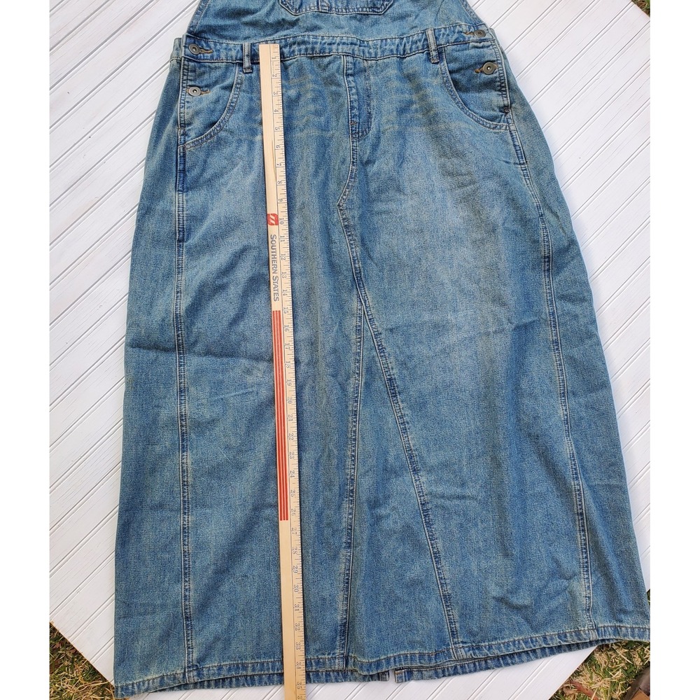 Denim Dress Long Y2K Retro Loose Fit Bib Apron Style Overall Size XL - Picture 2 of 7